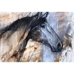 mixed media painting of a horse head.